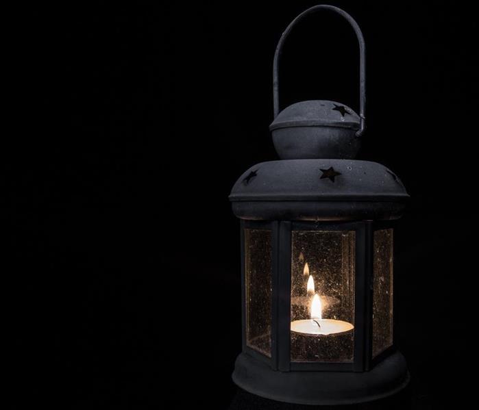 a dreamy lantern lit in the dark